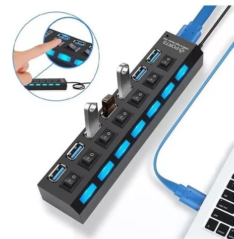 Hub Usb Switch 7 Portas com chave seletora