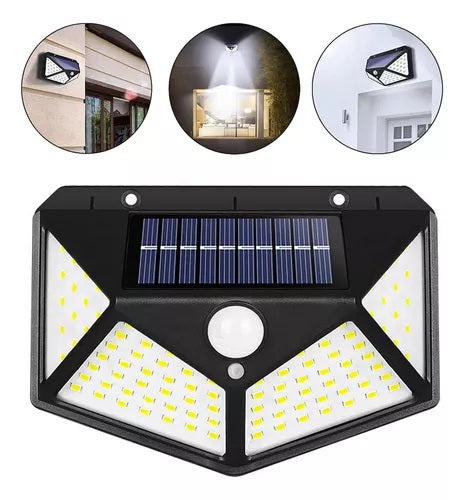 Luminária Solar Jardim 100 Led Com Sensor Presença Lampadas