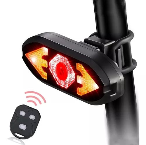 Lanterna traseira de bike  sem fio USB com seta e buzina