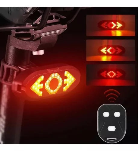 Lanterna traseira de bike  sem fio USB com seta e buzina
