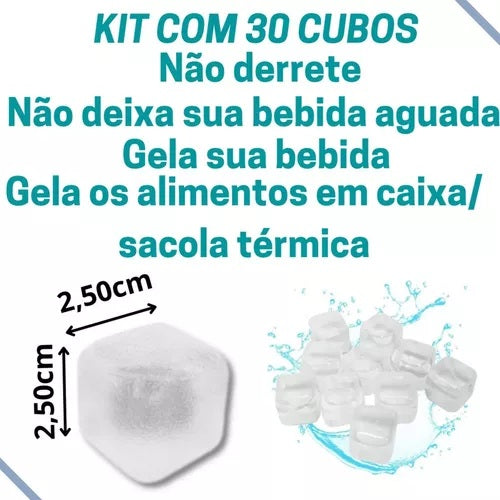 Gelo Artificial Reutilizavel Kit Com 30 Cubos Não Derrete
