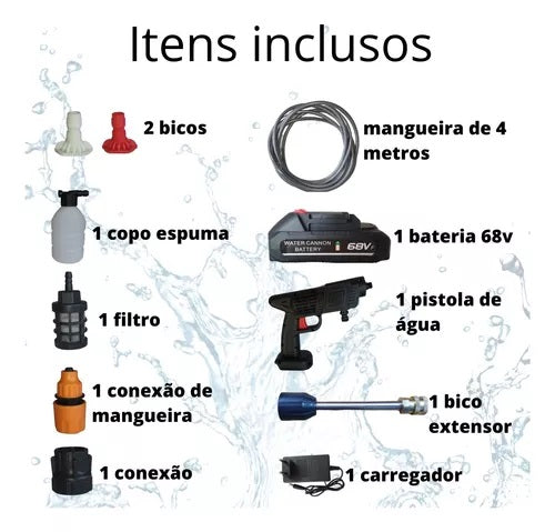 Lavadora Jato De Alta Pressão Recarregável Portátil