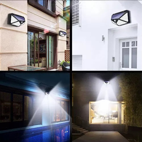 Luminária Solar Jardim 100 Led Com Sensor Presença Lampadas