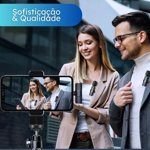 Microfone Sem Fio Lapela p/ iPhone e Android