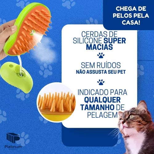 Escova Vapor Tira Pelo Pet Recarregável Usb Cão Gato