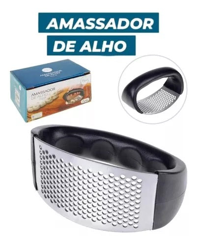 Amassador Espremedor Alho Triturador Manual Portátil Em Inox