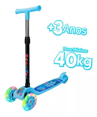 Patinete Infantil 3 Rodas De Led Dobrável