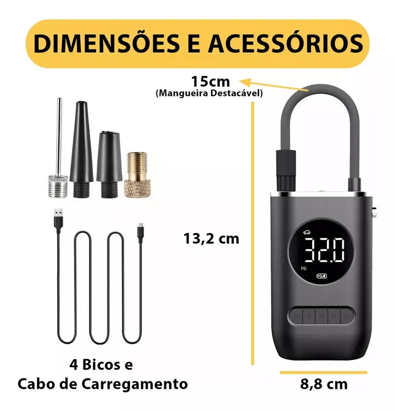 Mini calibrador portátil digital p/ carro, bike e moto