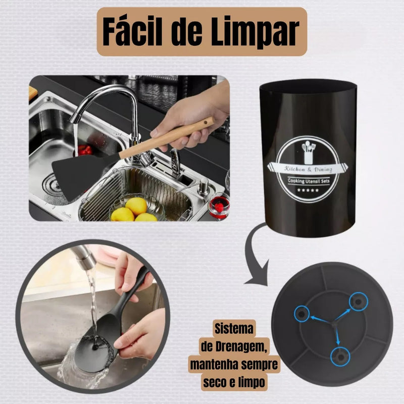 Jogo 12 Peças Utensílios Cozinha Silicone Colher Espátula
