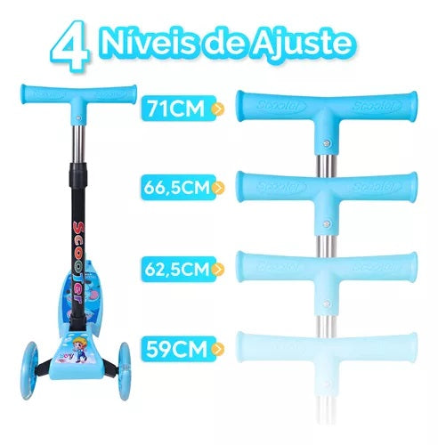 Patinete Infantil 3 Rodas De Led Dobrável