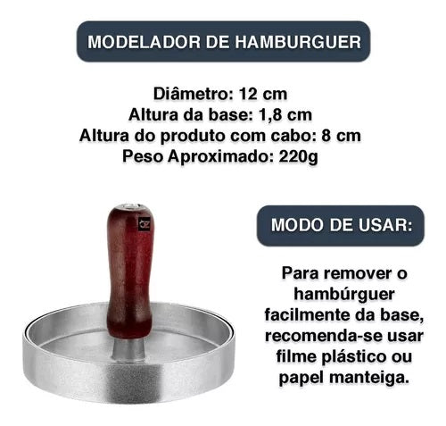 Modelador De Hamburguer 12cm Forma De Alumínio