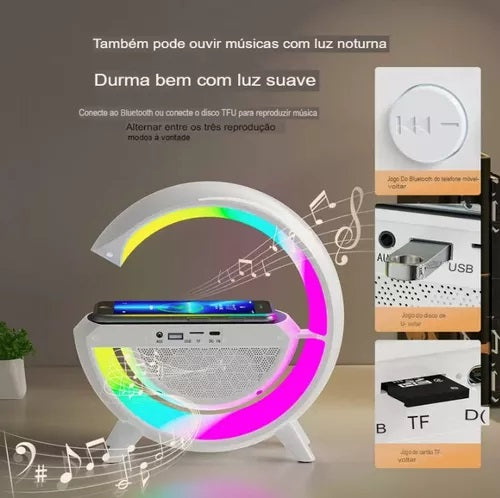 Luminária G-speaker Bluetooth Caixa Som Carregador Indução