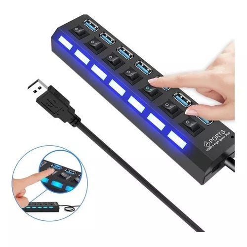 Hub Usb Switch 7 Portas com chave seletora