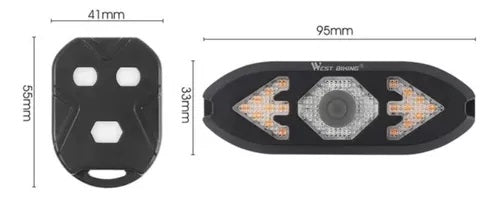 Lanterna traseira de bike  sem fio USB com seta e buzina