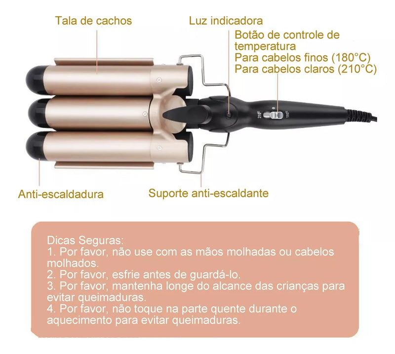 Modelador Cachos Triondas Chapinha De Ondular Cabelos