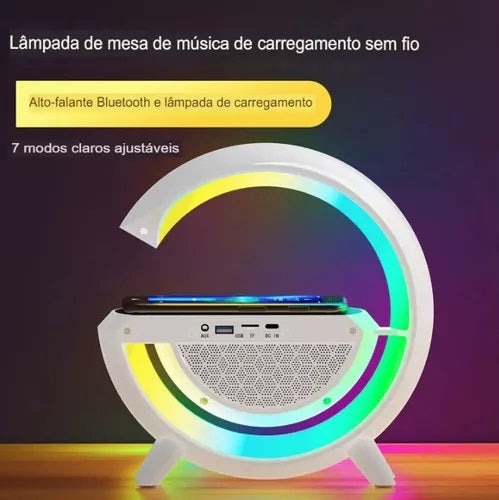 Luminária G-speaker Bluetooth Caixa Som Carregador Indução