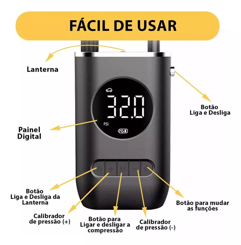Mini calibrador portátil digital p/ carro, bike e moto