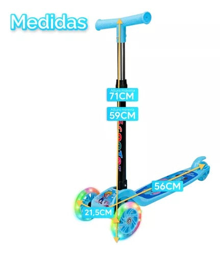 Patinete Infantil 3 Rodas De Led Dobrável