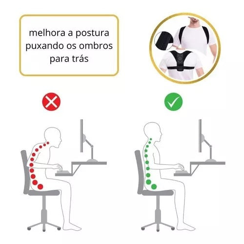 Colete Corretor Postural Ajustável Unissex Ajeita Coluna