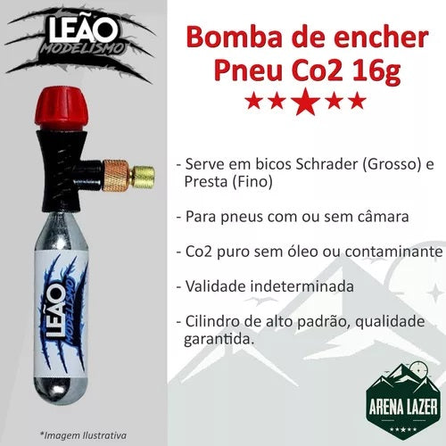 Bomba Encher Pneus E 2 Co2 16g Bicicleta