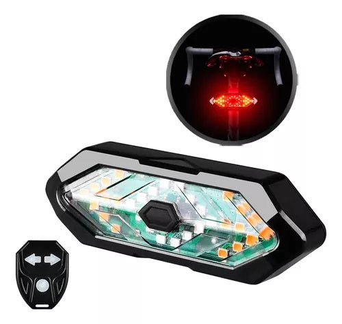 Lanterna traseira de bike  sem fio USB com seta e buzina