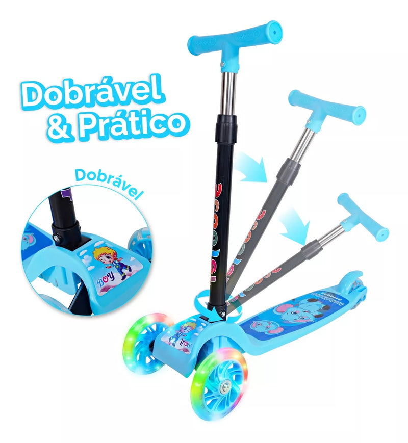 Patinete Infantil 3 Rodas De Led Dobrável