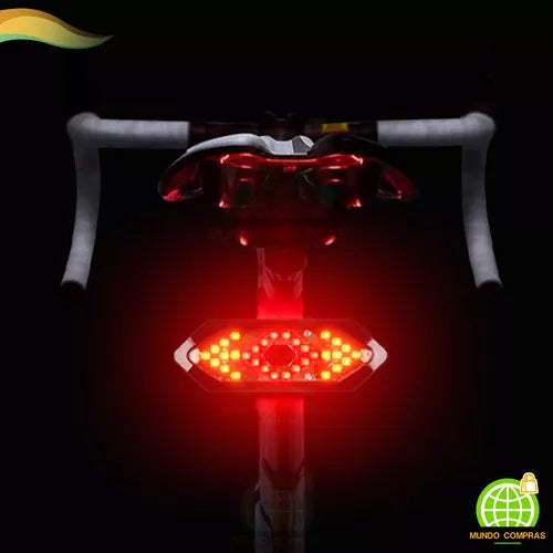 Lanterna traseira de bike  sem fio USB com seta e buzina