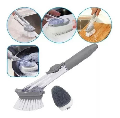 (2 em 1 ) Esponja e Escova com Dispenser Detergente