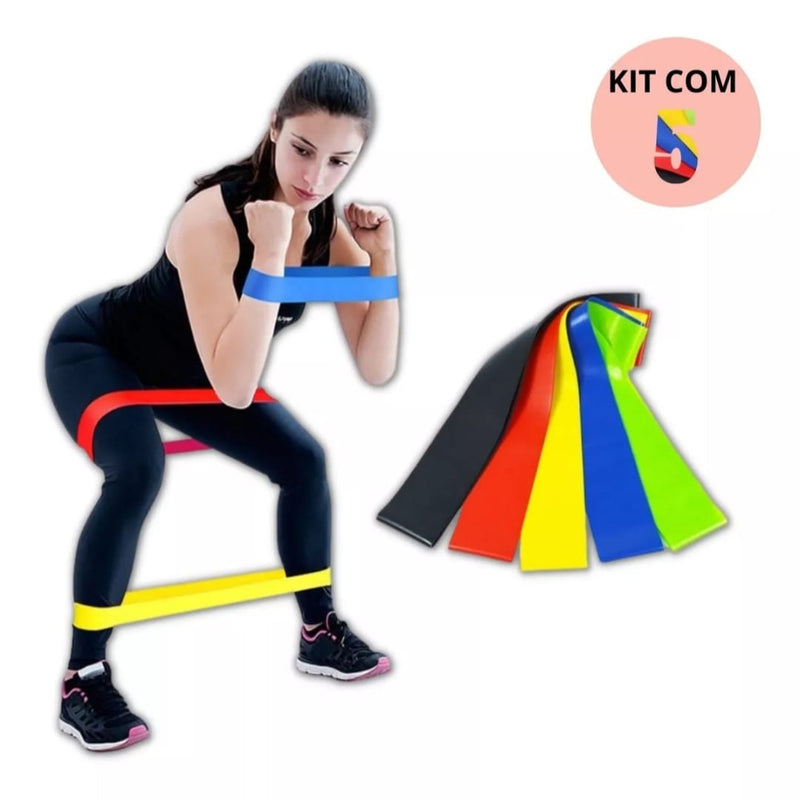 Kit 5 Elásticos Mini Band Para Treino Exercícios