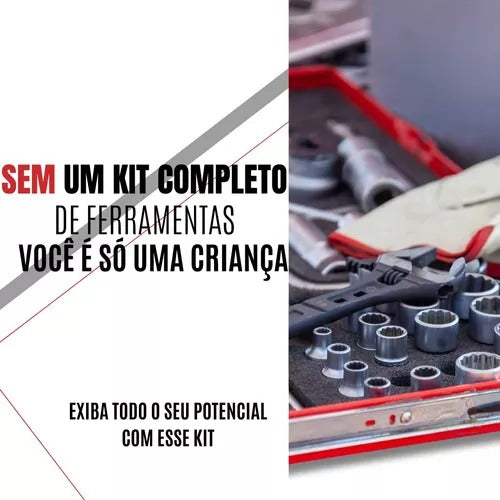 Jogo de Soquete Aço Crv 14 Catraca Chave Allen com Maleta