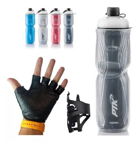 Kit Garrafa Térmica, Suporte e Luvas