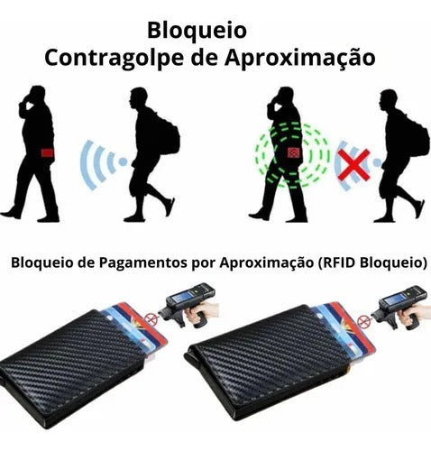 Carteira Slim anti furto por aproximação c/ porta cartões