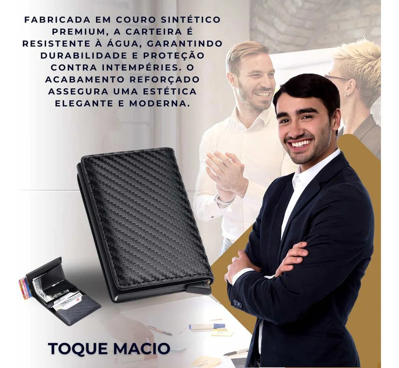 Carteira Slim anti furto por aproximação c/ porta cartões